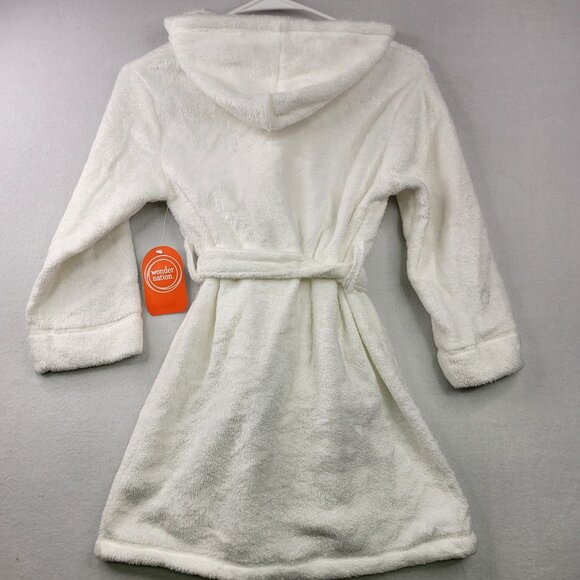 Wonder Nation Girls Hooded Sleep Robe Small 6-6X Cream Yarn Oeko-Tex Certified - Picture 3 of 12